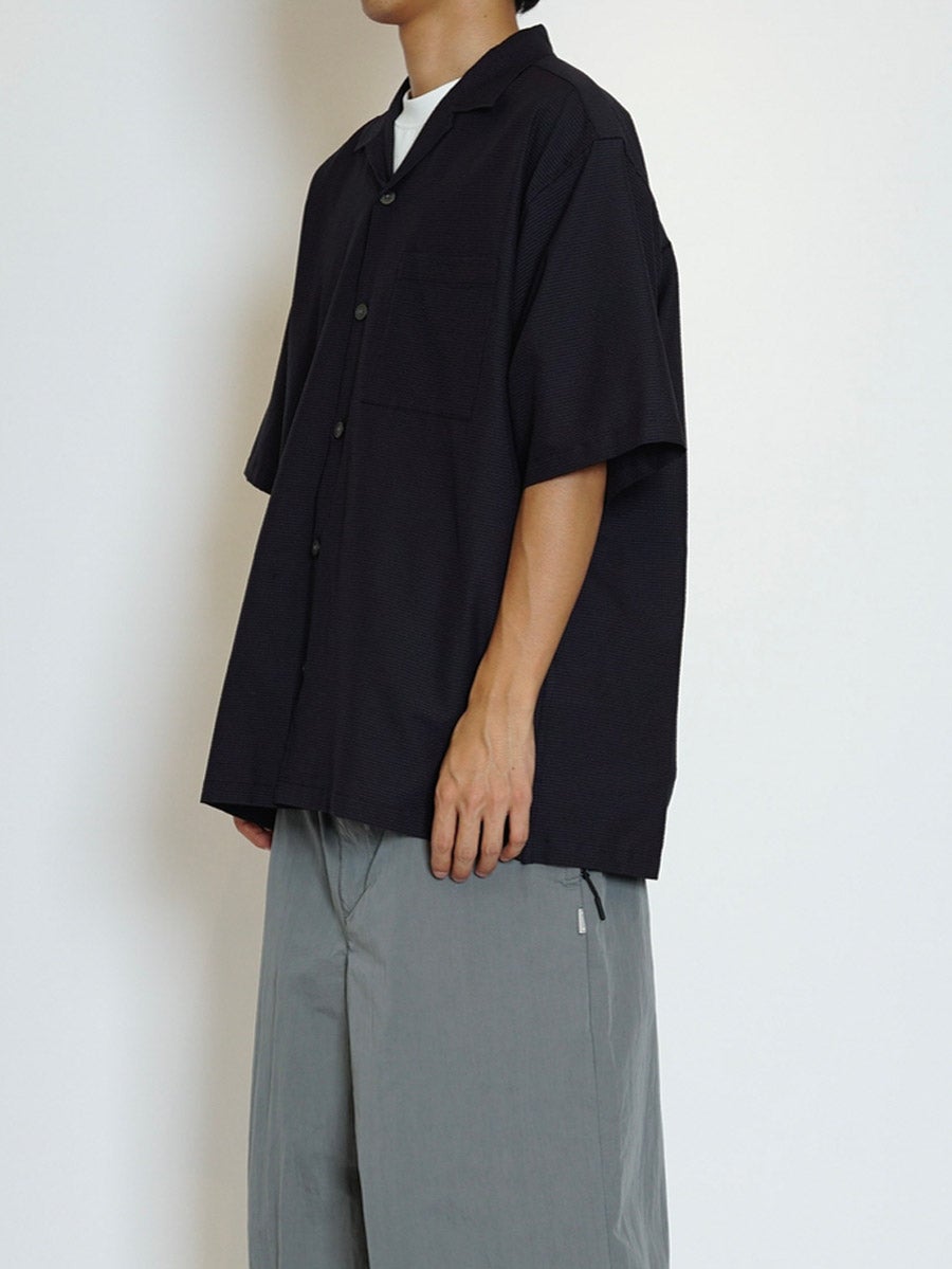 SEERSUCKER OPEN COLLAR SHIRT[D.NAVY] | 1LDK (ワンエルディーケー