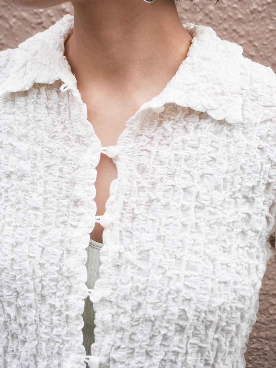 Shrink Lace Cropped Shirt[IVORY] | 1LDK (ワンエルディーケー) 公式