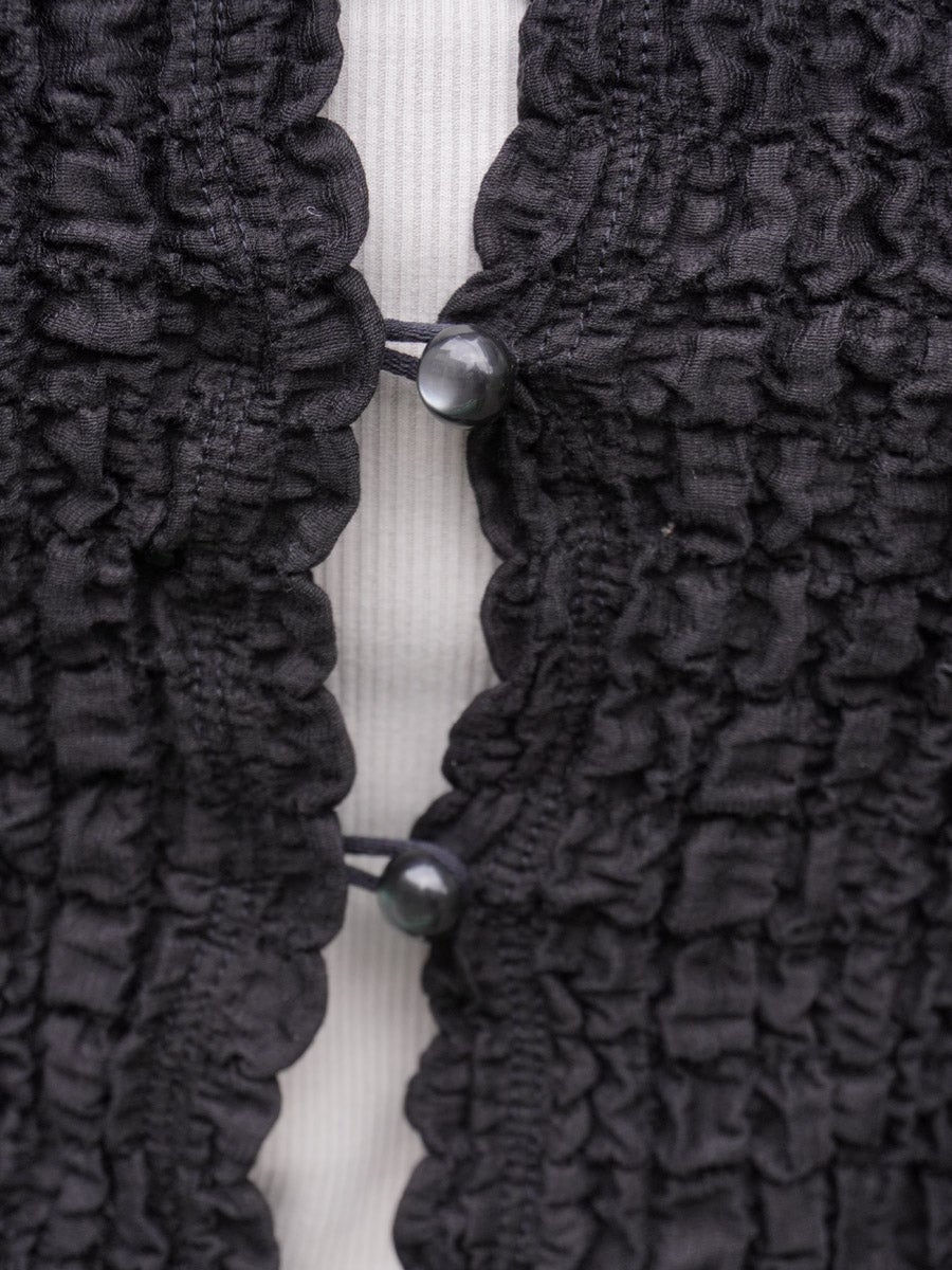 Shrink Lace Cropped Shirt[BLACK] | 1LDK (ワンエルディーケー) 公式