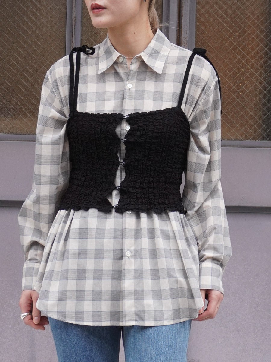 PHEENY / フィーニー　キャミソール BLACK Shrink Lace Frill Camisole[BLACK] | 1LDK (ワンエルディーケー) 公式