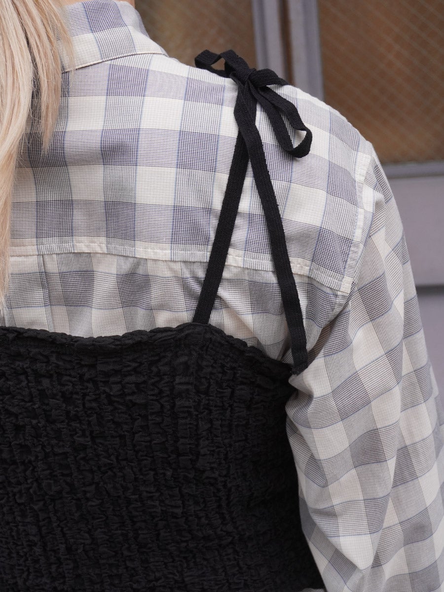 Shrink Lace Frill Camisole[BLACK] | 1LDK (ワンエルディーケー) 公式