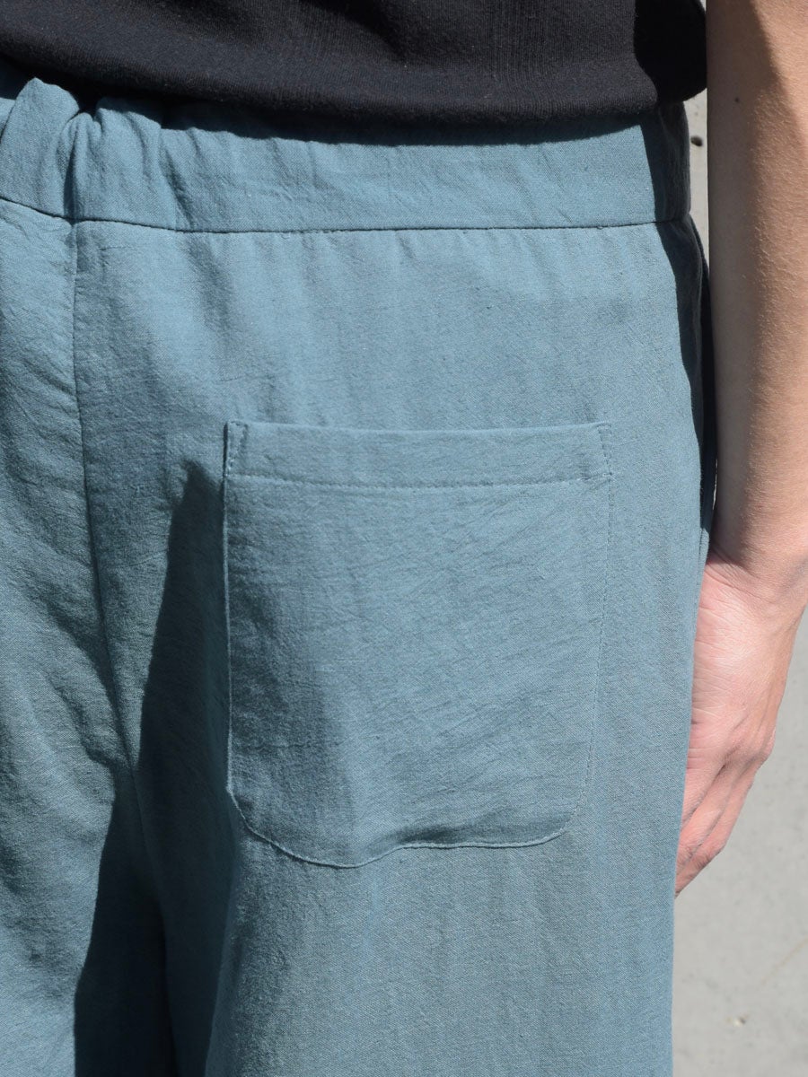 SMALL BATCH HANDDYED COTTON LINEN 1TUCK WIDE DRAWSTRING PANTS[L
