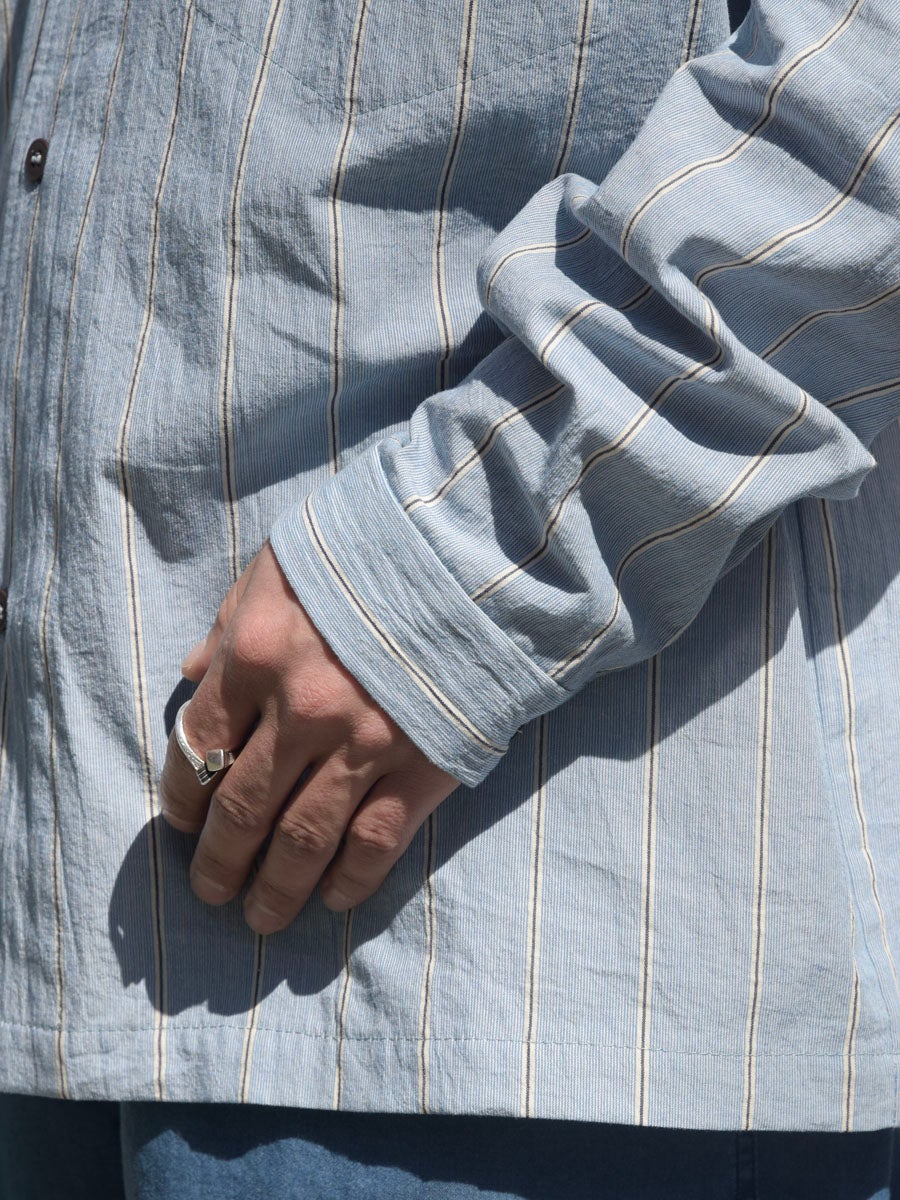 WASHED ORGANIC COTTON OPEN COLLAR SH[L-BLUE] | 1LDK (ワンエル