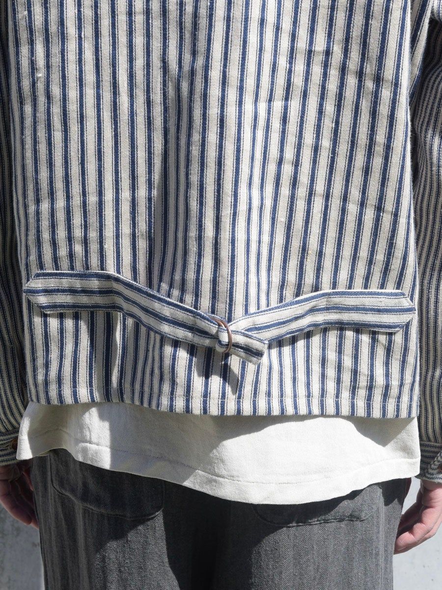 VINTAGE FARMERS LINEN STRIPE CINCH BACK JACKET[STRIPE] | 1LDK