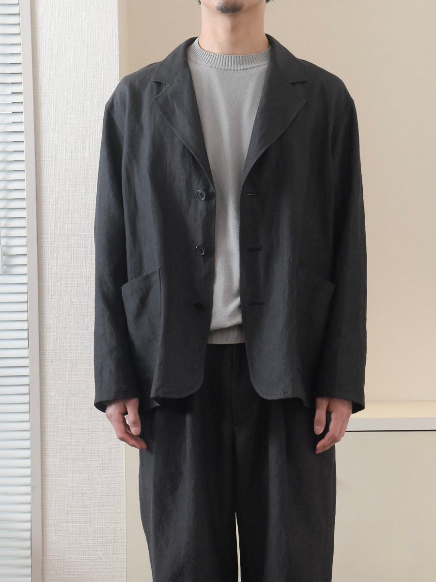 WOOL LINEN WORK JACKET[CHARCOAL] | 1LDK (ワンエルディーケー) 公式