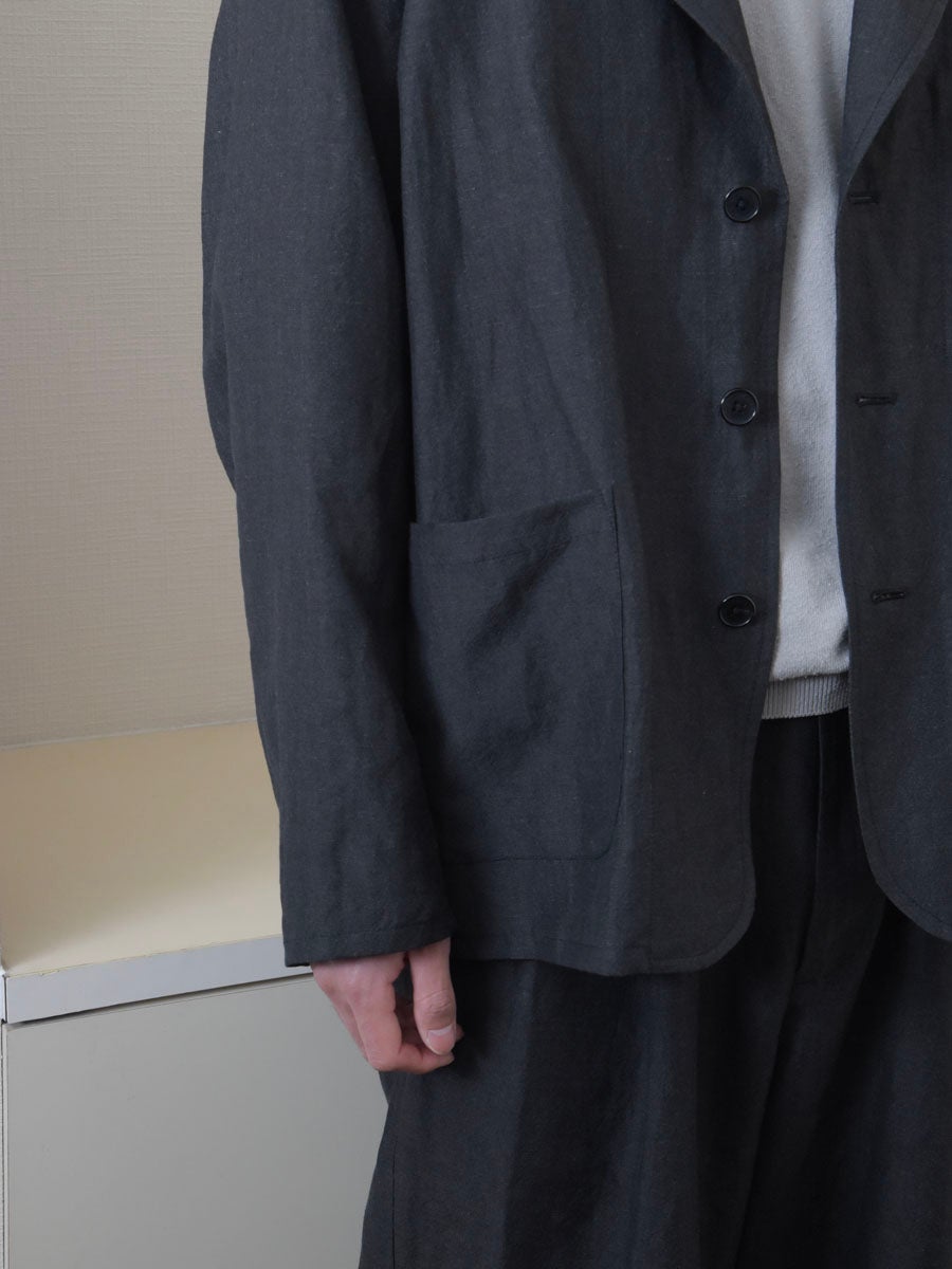 WOOL LINEN WORK JACKET[CHARCOAL] | 1LDK (ワンエルディーケー) 公式