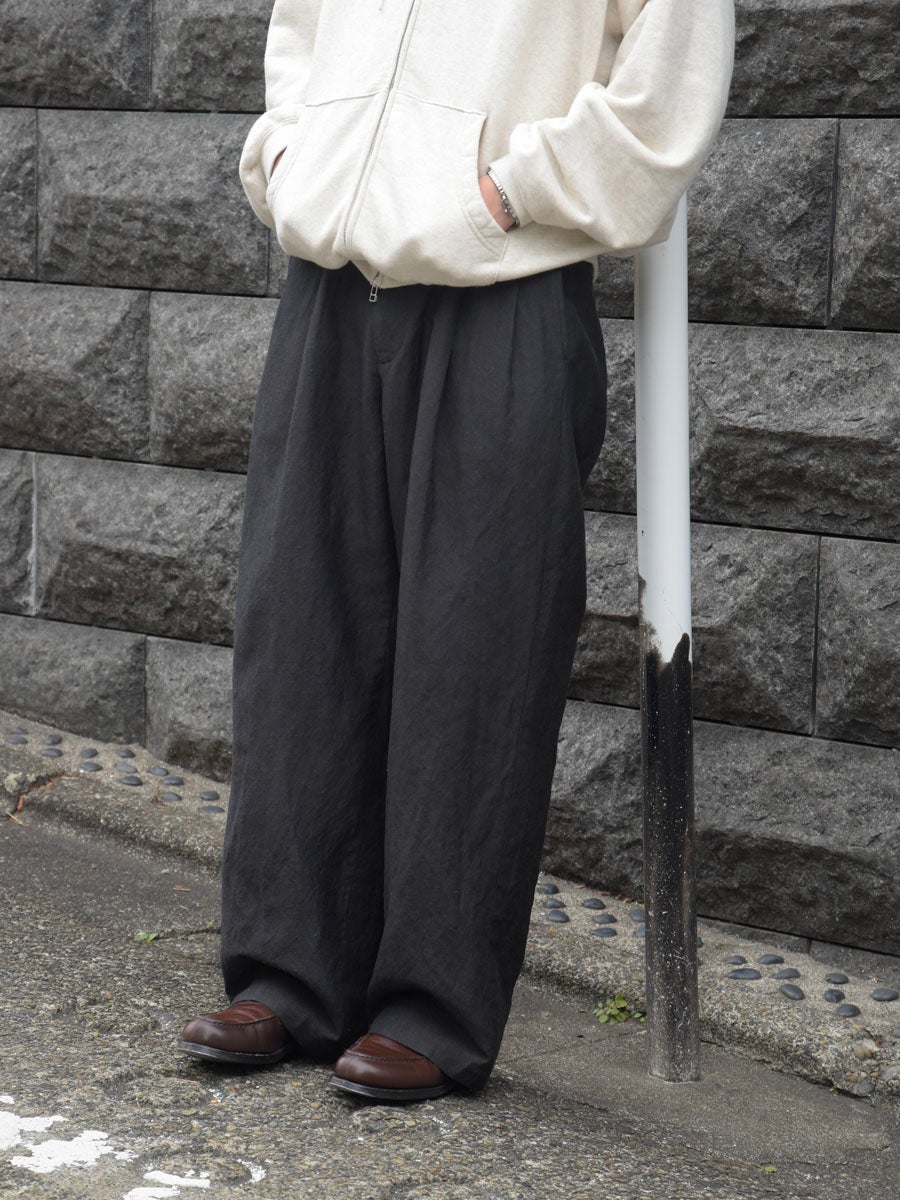 パンツ 1LDK annex WOOL EASY TROUSERS WOOL LINEN EASY TROUSERS[CHARCOAL] | 1LDK (ワンエルディーケー