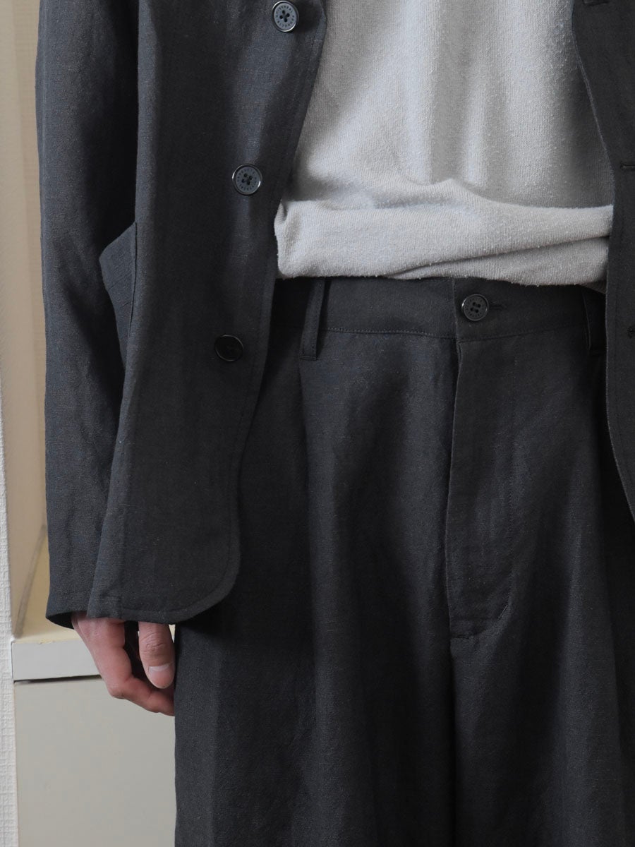WOOL LINEN EASY TROUSERS[CHARCOAL] | 1LDK (ワンエルディーケー
