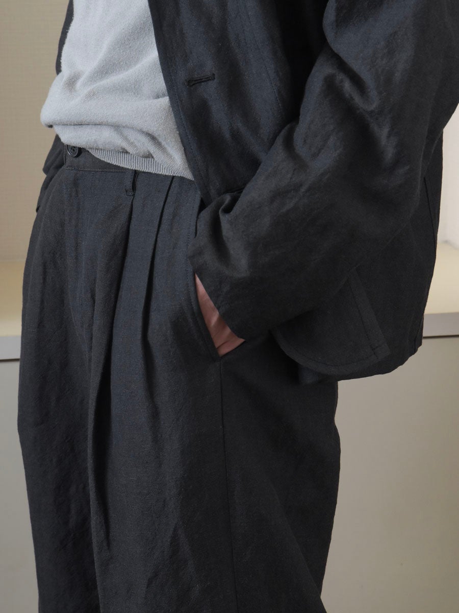 WOOL LINEN EASY TROUSERS[CHARCOAL] | 1LDK (ワンエルディーケー