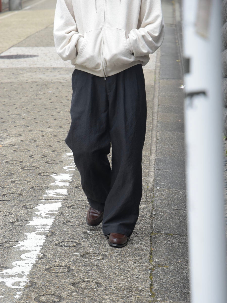 WOOL LINEN EASY TROUSERS[CHARCOAL] | 1LDK (ワンエルディーケー