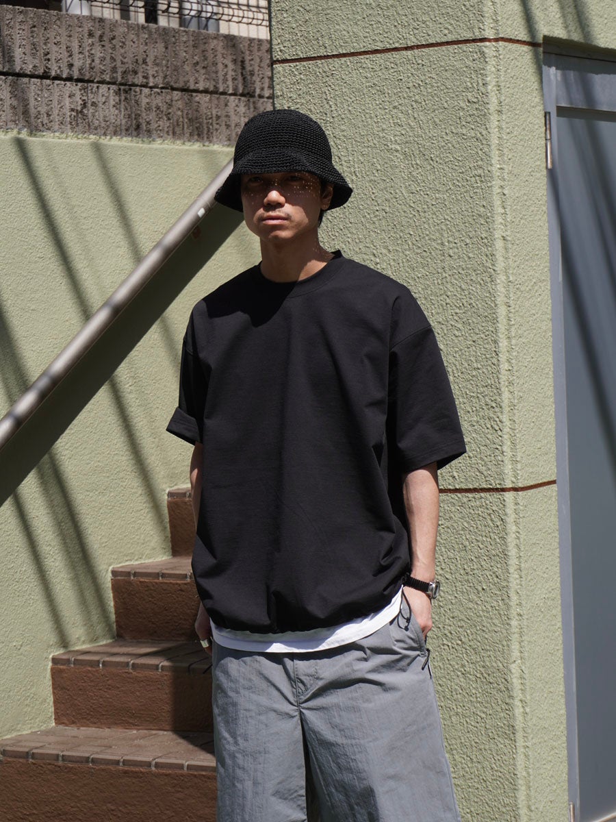 MENS】TECH DRAWSTRING S/S TEE[BLACK] | 1LDK (ワンエルディーケー