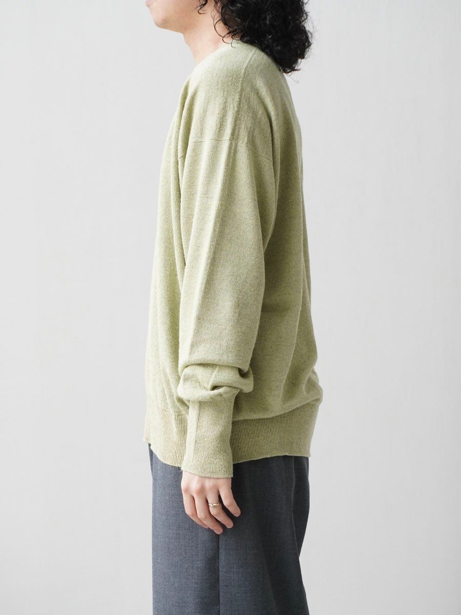 LINEN / SILK PLAIN STITCH V NECK L/S[MEADOW] | 1LDK (ワンエル