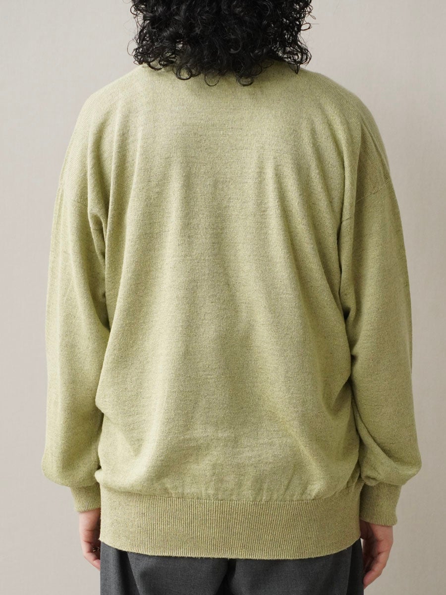 LINEN / SILK PLAIN STITCH V NECK L/S[MEADOW] | 1LDK (ワンエル