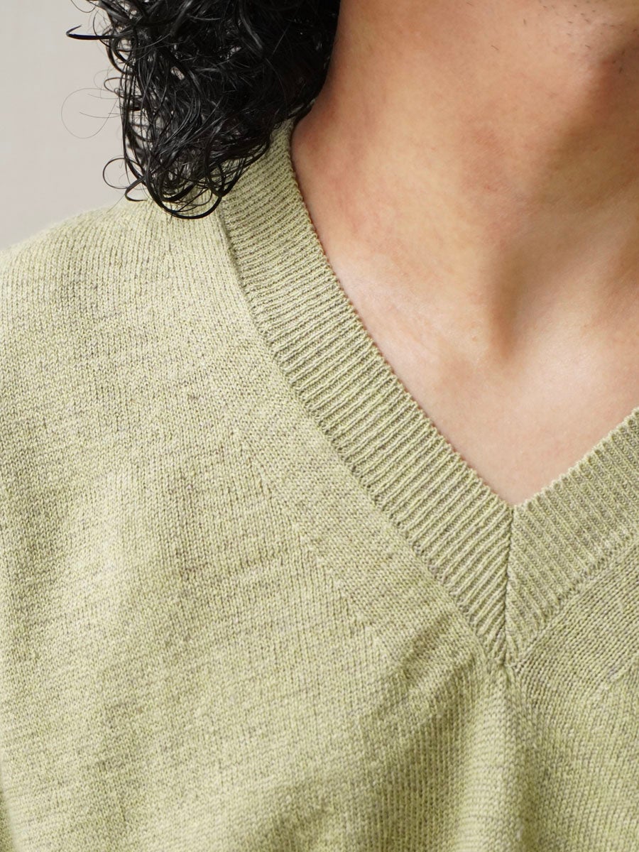 トップス LINEN SILK PLAIN STITCH V NECK C/D LINEN / SILK PLAIN STITCH V NECK L/S[MEADOW] | 1LDK (ワンエル