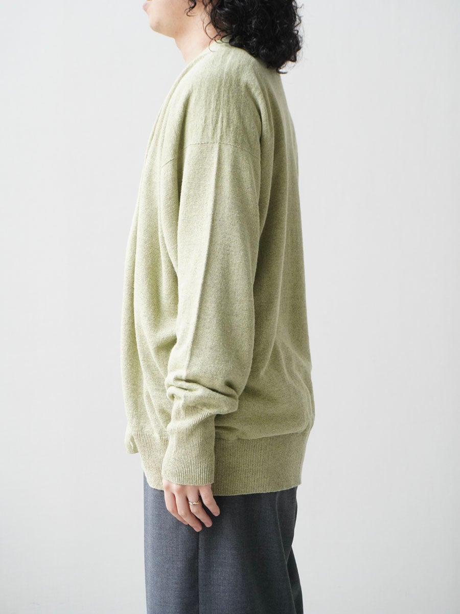 LINEN / SILK PLAIN STITCH V NECK C/D[MEADOW] | 1LDK (ワンエル