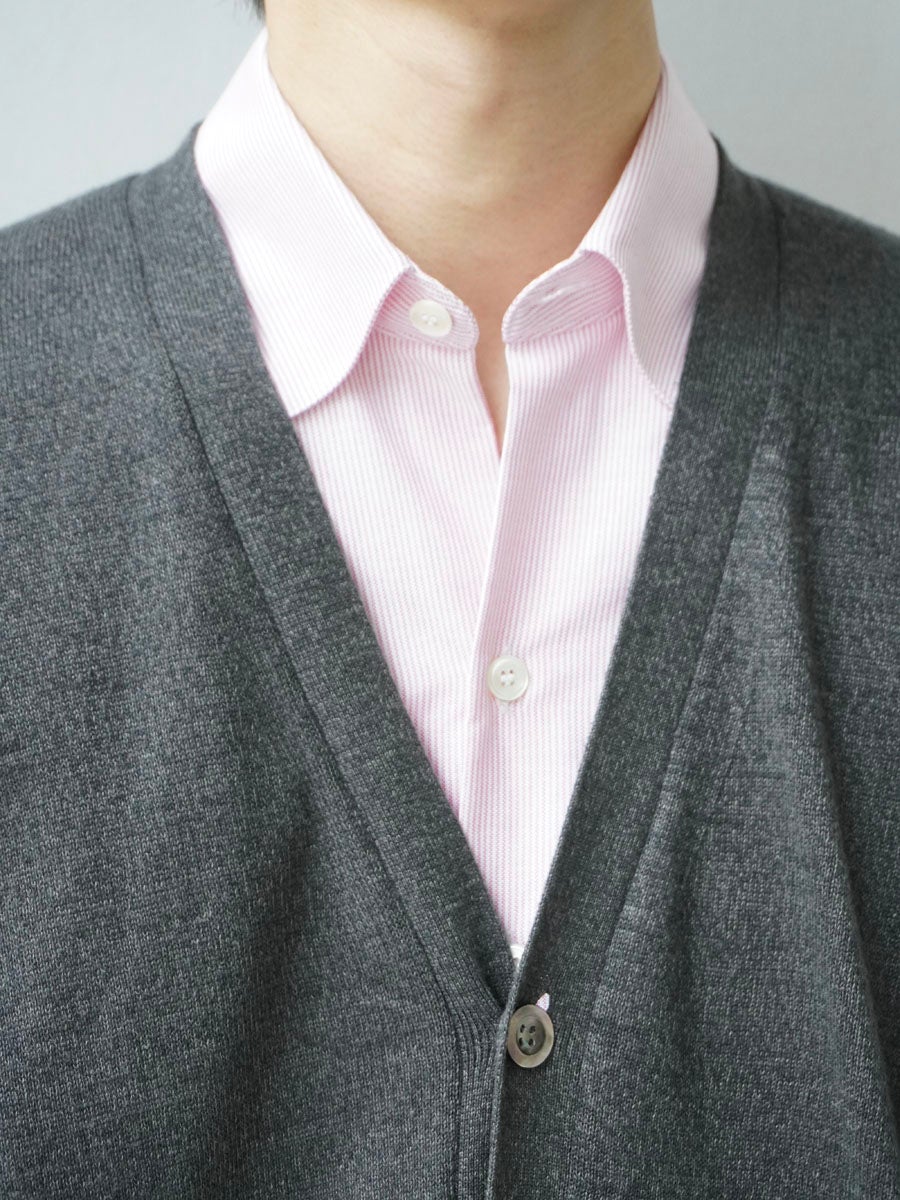 LINEN / SILK PLAIN STITCH V NECK C/D[CHARCOAL] | 1LDK (ワンエル