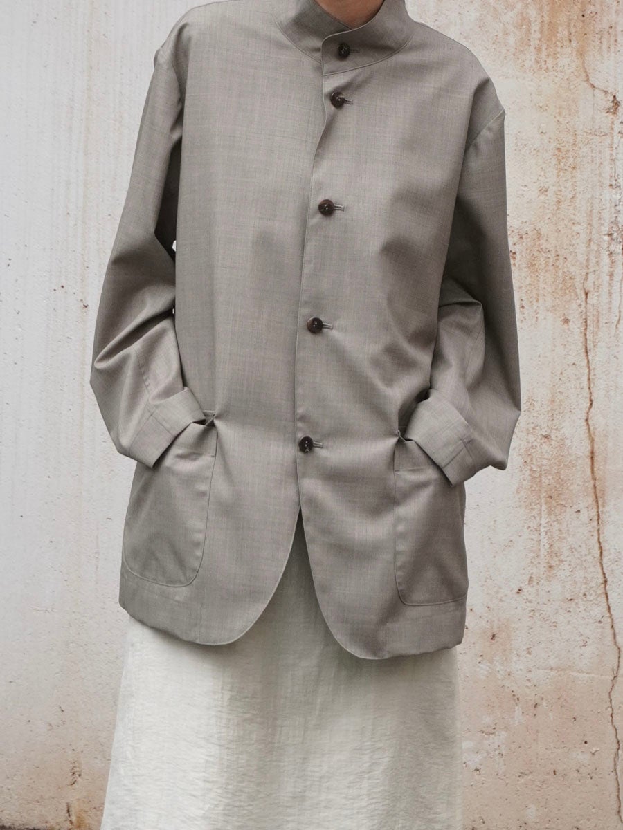 STAND COLLAR WOOL SHIRT JACKET[BEIGE] | 1LDK (ワンエルディーケー