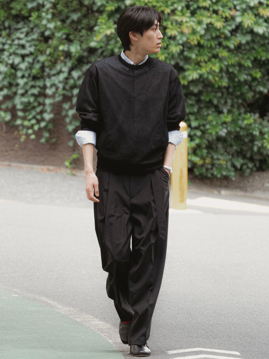 MENS】THE BELTED WIDE PANTS[BLACK] | 1LDK (ワンエルディーケー