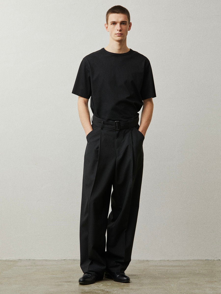 MENS】THE BELTED WIDE PANTS[BLACK] | 1LDK (ワンエルディーケー