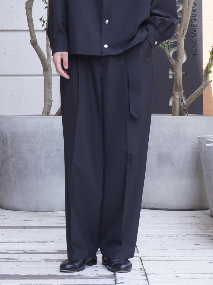 MENS】THE BELTED WIDE PANTS[BLACK] | 1LDK (ワンエルディーケー