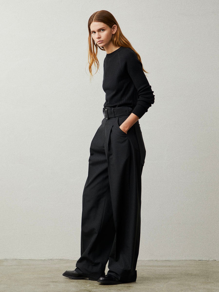 WOMENS】THE BELTED WIDE PANTS[BLACK] | 1LDK (ワンエルディーケー