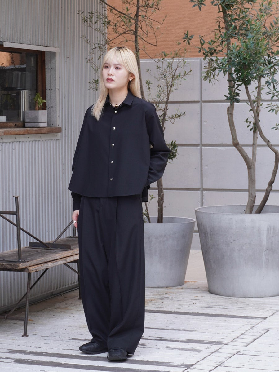 WOMENS】REGULAR COLLAR A-LINE SHIRT[BLACK] | 1LDK (ワンエルディー