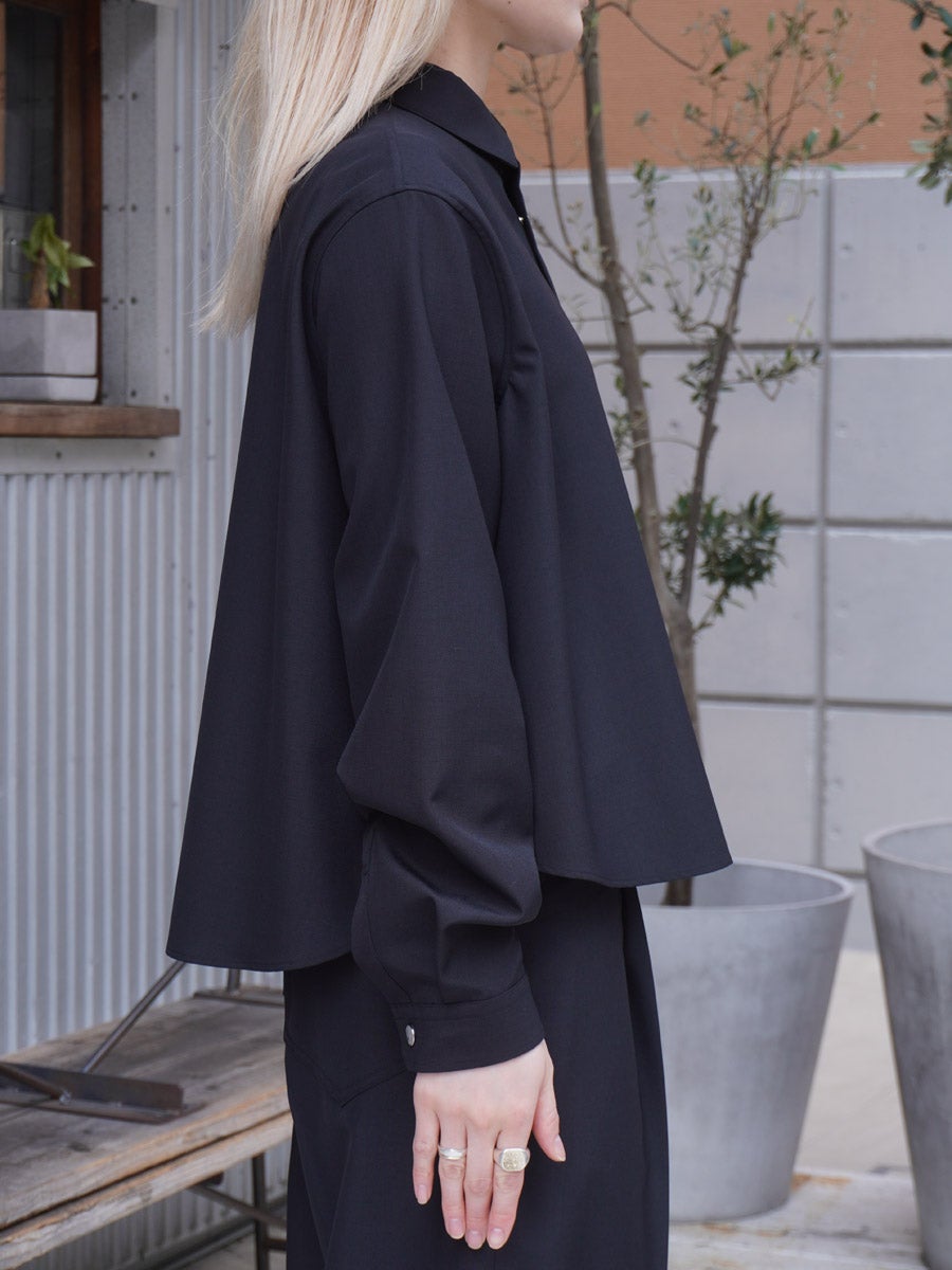 WOMENS】REGULAR COLLAR A-LINE SHIRT[BLACK] | 1LDK (ワンエルディー