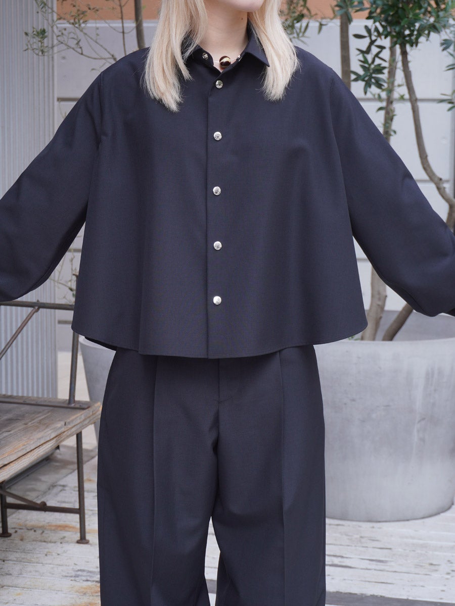 WOMENS】REGULAR COLLAR A-LINE SHIRT[BLACK] | 1LDK (ワンエルディー