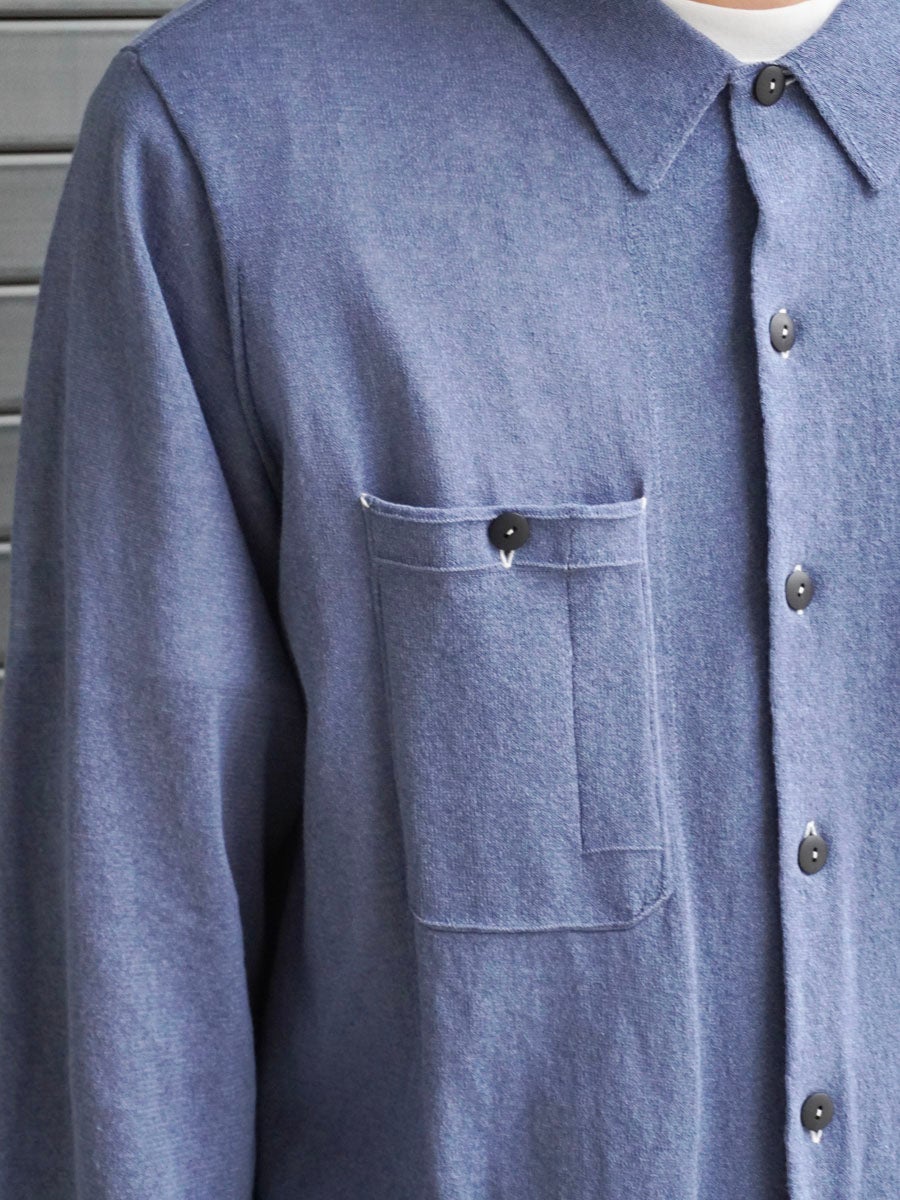 LINEN CHAMBRAY KNIT SHIRTS[INDIGO] | 1LDK (ワンエルディーケー