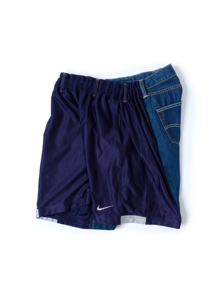 OVERJOGGINGSHORTS JERSEY / DENIM[VINTAGE BASKETBALL UNIQUE (BLUE
