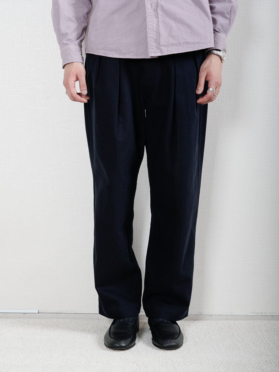 room306 Bare Tuck Wide All-in-one【NAVY】 Two Tuck Wide Trousers[Dark Navy] | 1LDK (ワンエルディーケー) 公式