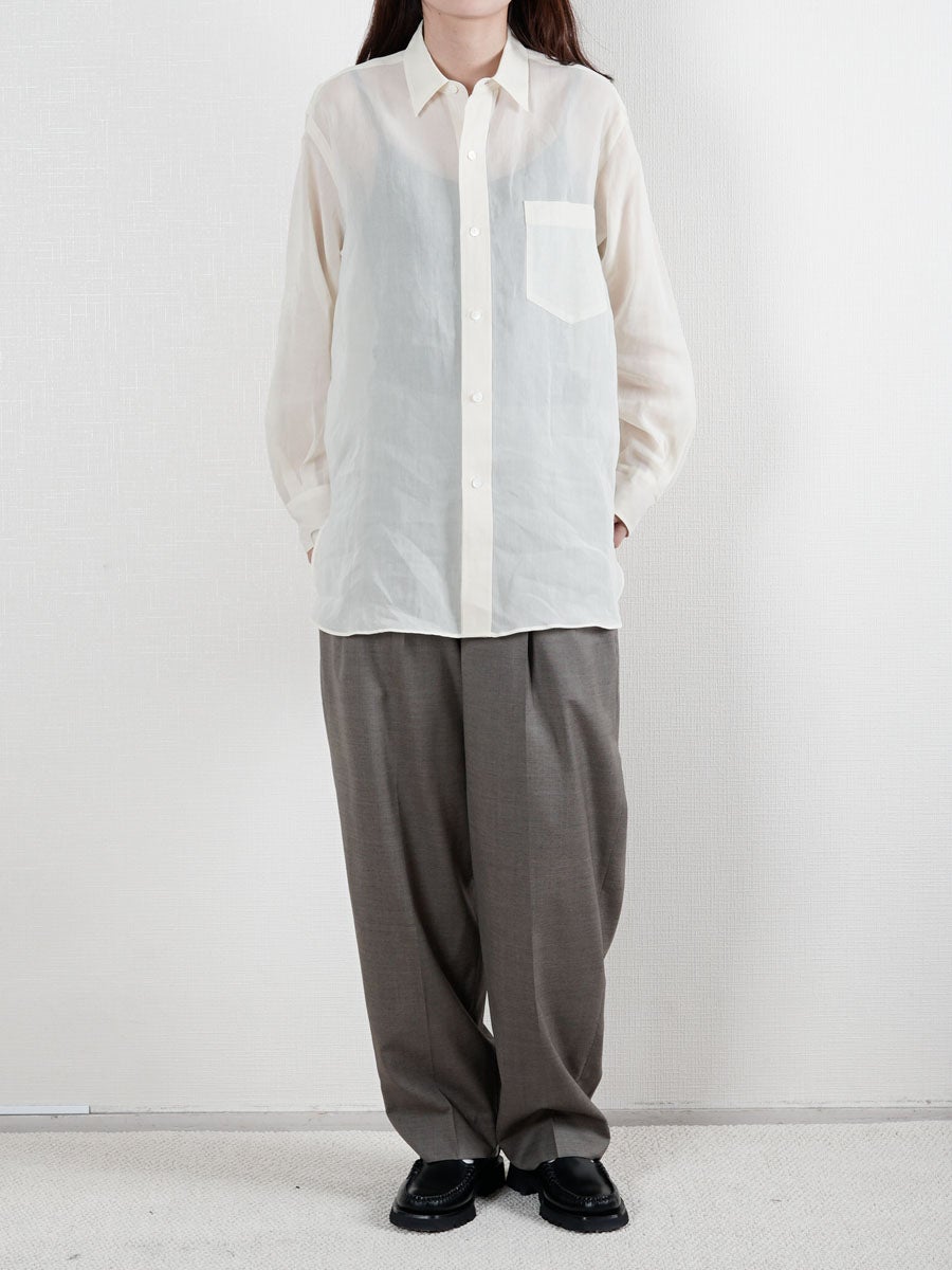 SUPER120'S CHAMBRAY WOOL 3TACK TR[BROWN] | 1LDK (ワンエルディー