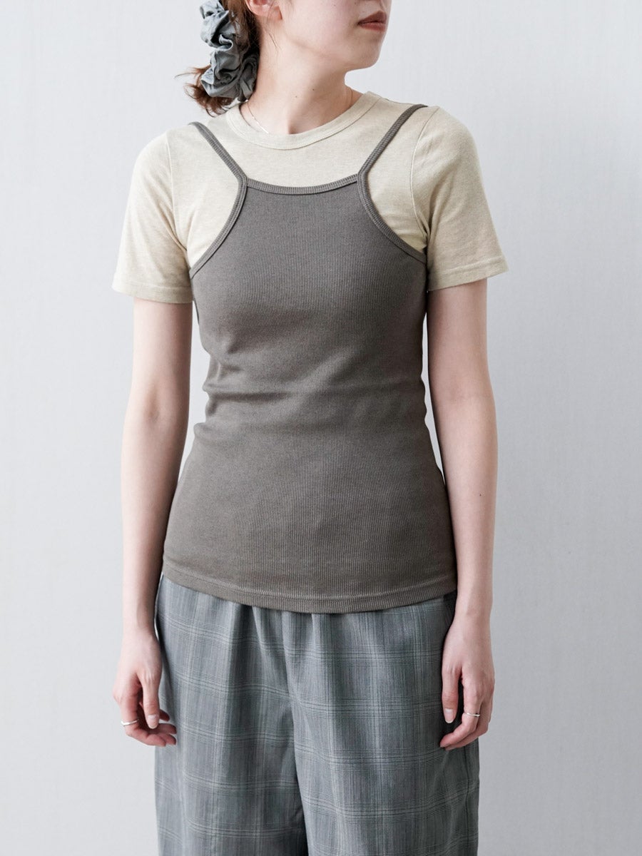 Cotton/Silk Ribbed Open Back Camisole[TAUPE BROWN] | 1LDK (ワン