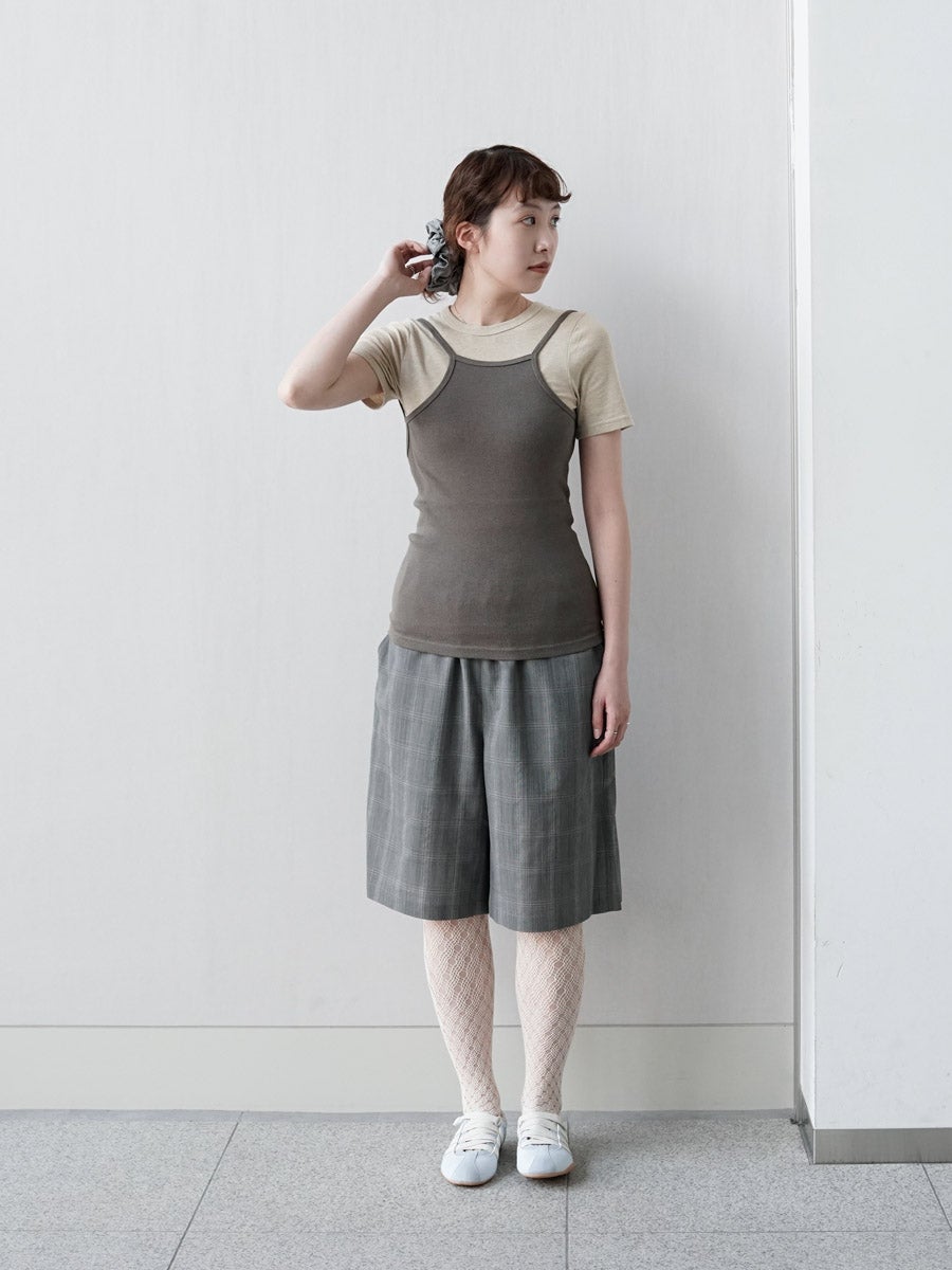 Cotton/Silk Ribbed Open Back Camisole[TAUPE BROWN] | 1LDK (ワン