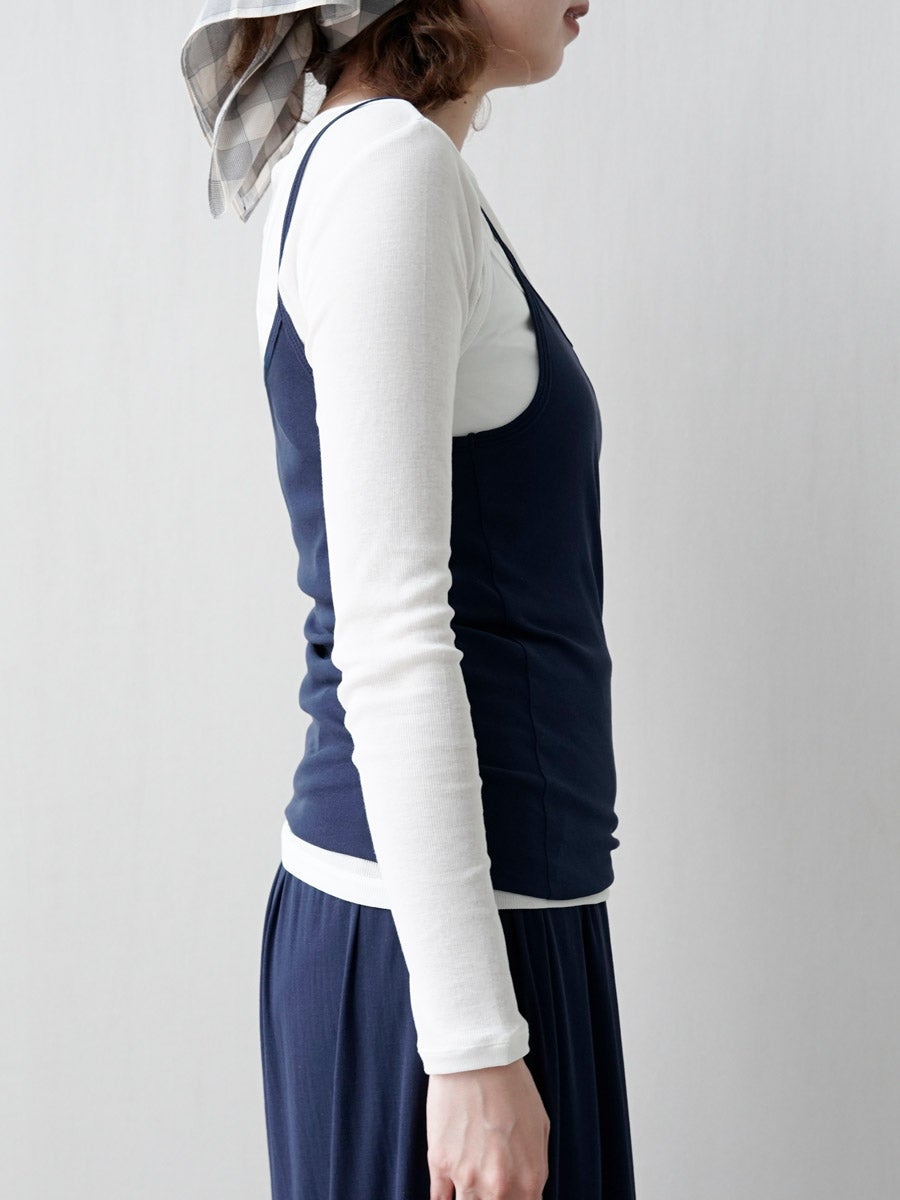 Twisted Cotton Camisole[NAVY/WHITE] | 1LDK (ワンエルディーケー