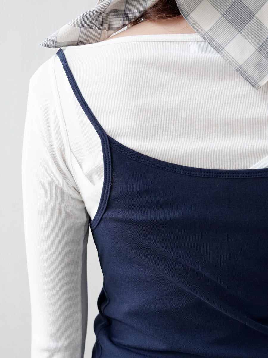 Twisted Cotton Camisole[NAVY/WHITE] | 1LDK (ワンエルディーケー
