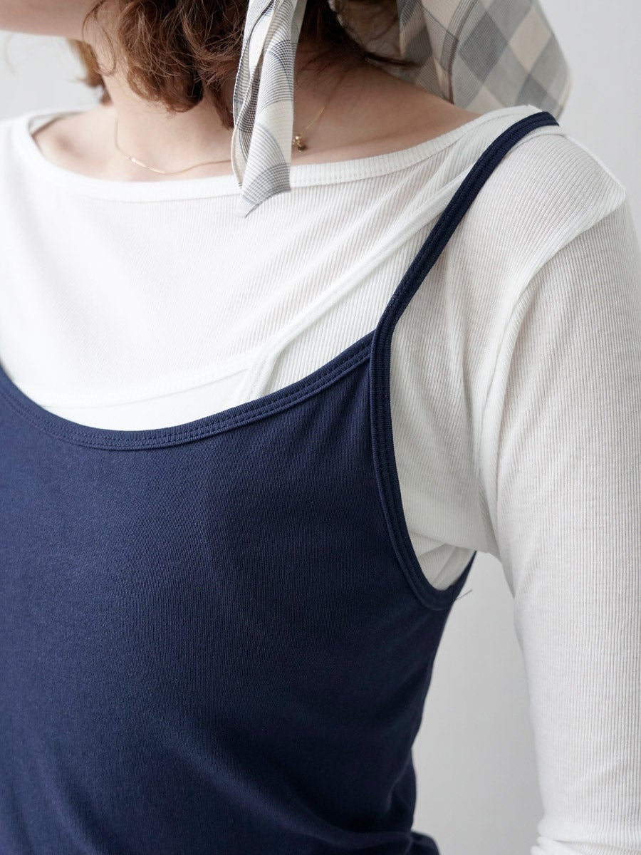 Twisted Cotton Camisole[NAVY/WHITE] | 1LDK (ワンエルディーケー