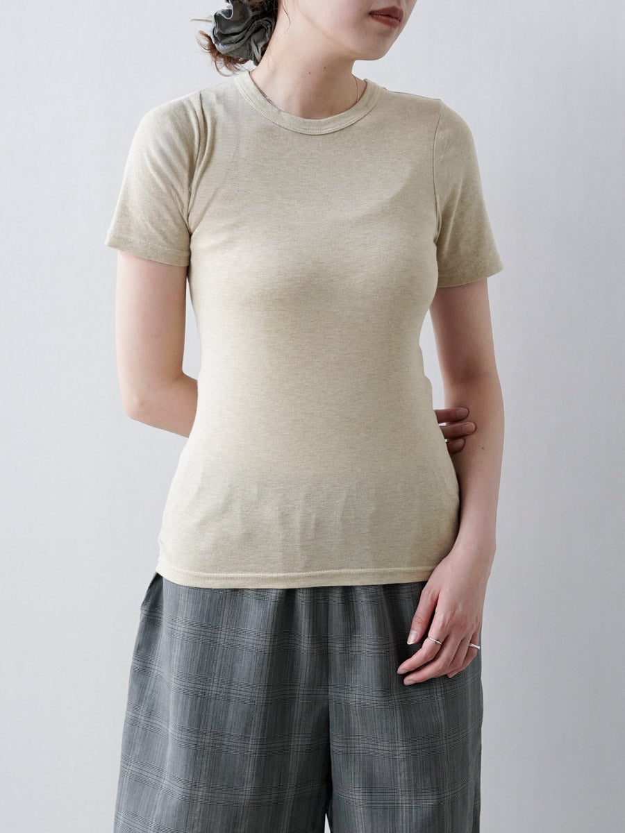 Cotton/Silk Basic T-shirt[SAND BEIGE] | 1LDK (ワンエルディーケー
