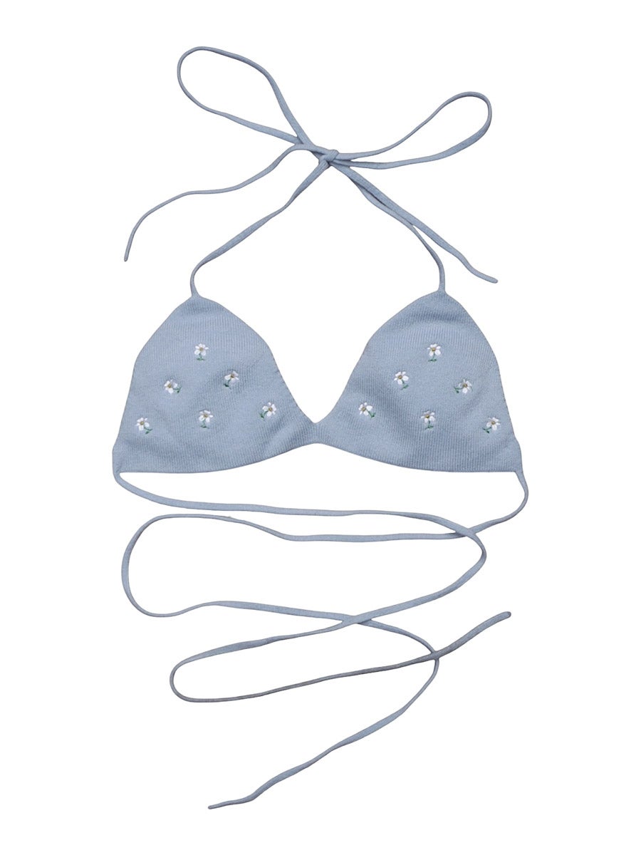 Triangle Bra w/Embroidery[LIGHT BLUE] | 1LDK (ワンエルディーケー