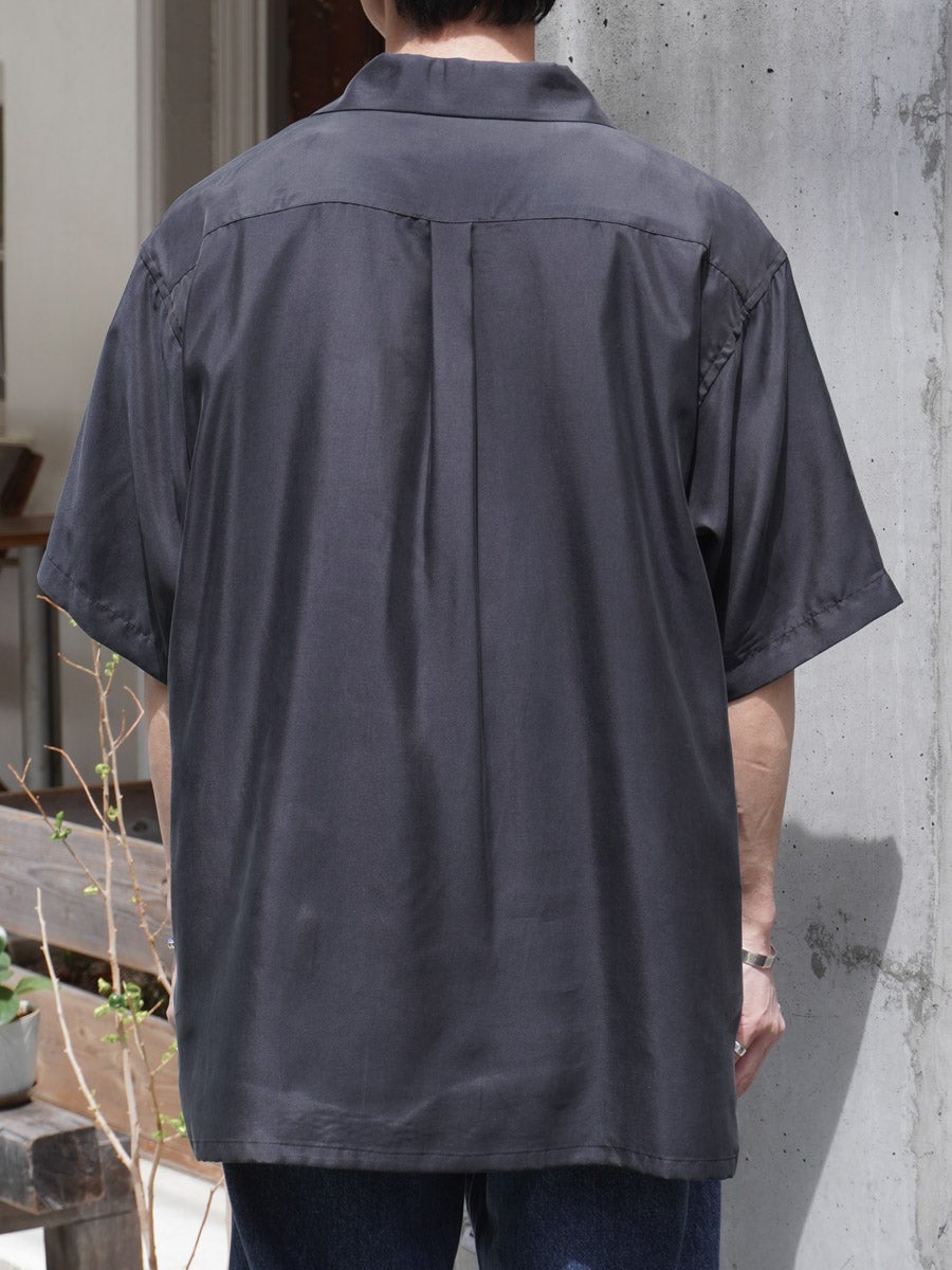 トップス WIRED CUPRO TWILL OVERSIZED OPEN COLLAR SS SHIRT[BLACK] | 1LDK (ワンエル