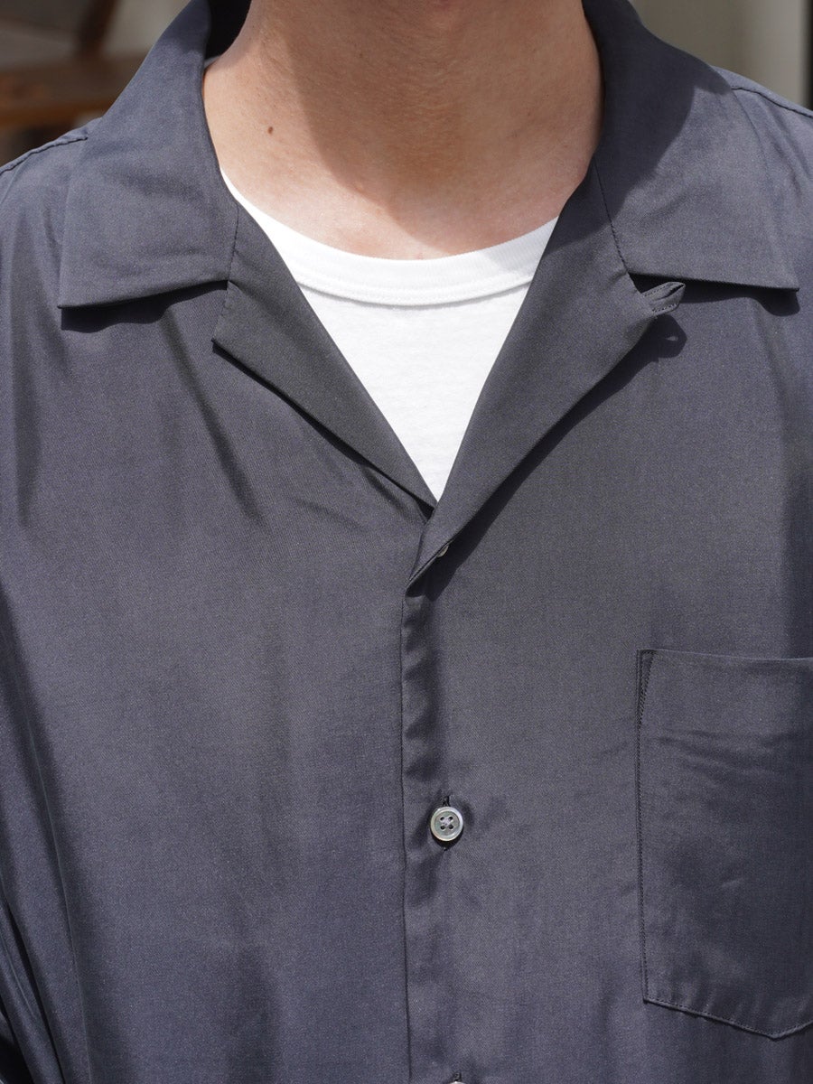 d*7様 MR ILOC CUPRO TWILL OVERSIZED OPEN COLLAR SS SHIRT[BLACK] | 1LDK (ワンエル