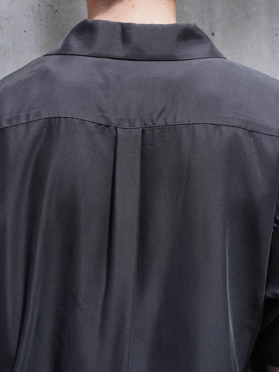CUPRO TWILL OVERSIZED OPEN COLLAR SS SHIRT[BLACK] | 1LDK (ワンエル