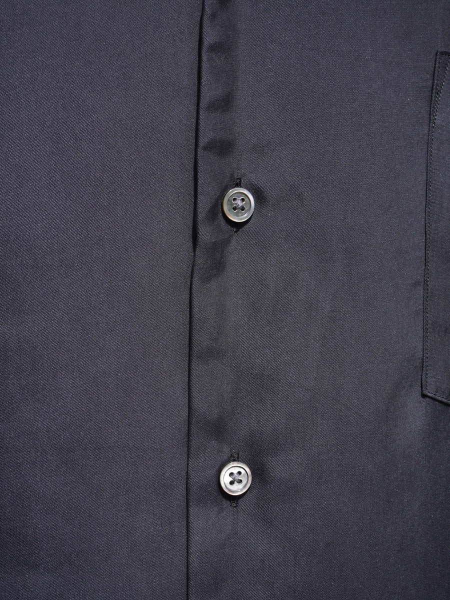 CUPRO TWILL OVERSIZED OPEN COLLAR SS SHIRT[BLACK] | 1LDK (ワンエル