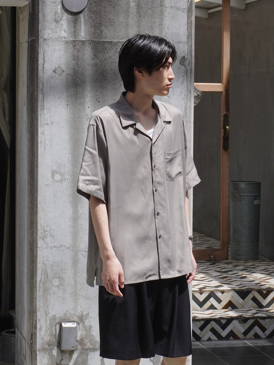 トップス QP CUPRO TWILL OVERSIZED OPEN COLLAR SS SHIRT[TAUPE] | 1LDK (ワンエル