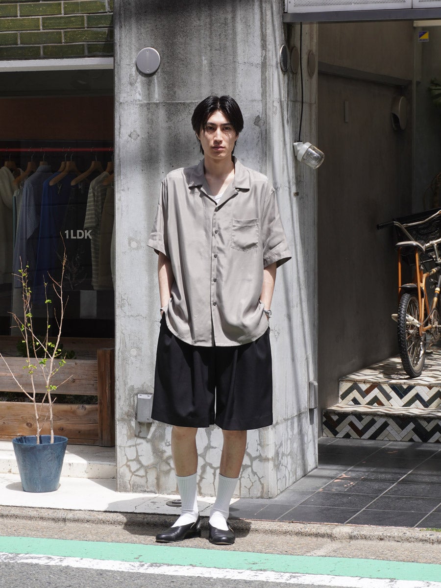 CUPRO TWILL OVERSIZED OPEN COLLAR SS SHIRT[TAUPE] | 1LDK (ワンエル