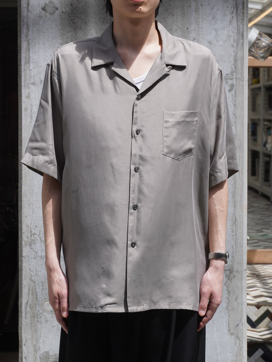 CUPRO TWILL OVERSIZED OPEN COLLAR SS SHIRT[TAUPE] | 1LDK (ワンエル