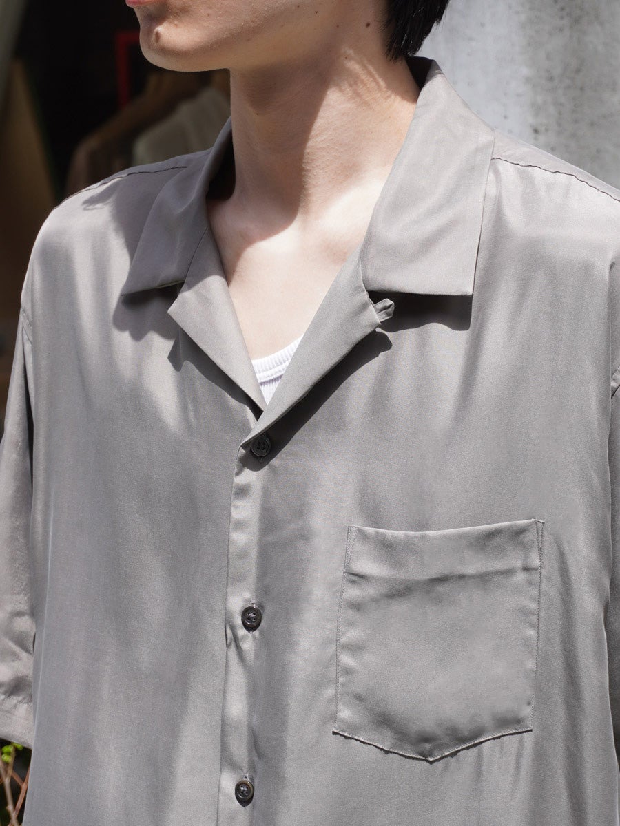 CUPRO TWILL OVERSIZED OPEN COLLAR SS SHIRT[TAUPE] | 1LDK (ワンエル