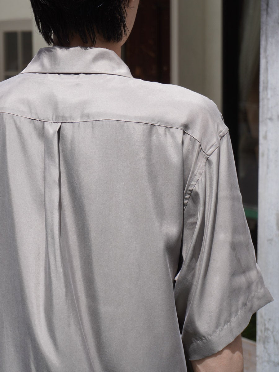 CUPRO TWILL OVERSIZED OPEN COLLAR SS SHIRT[TAUPE] | 1LDK (ワンエル