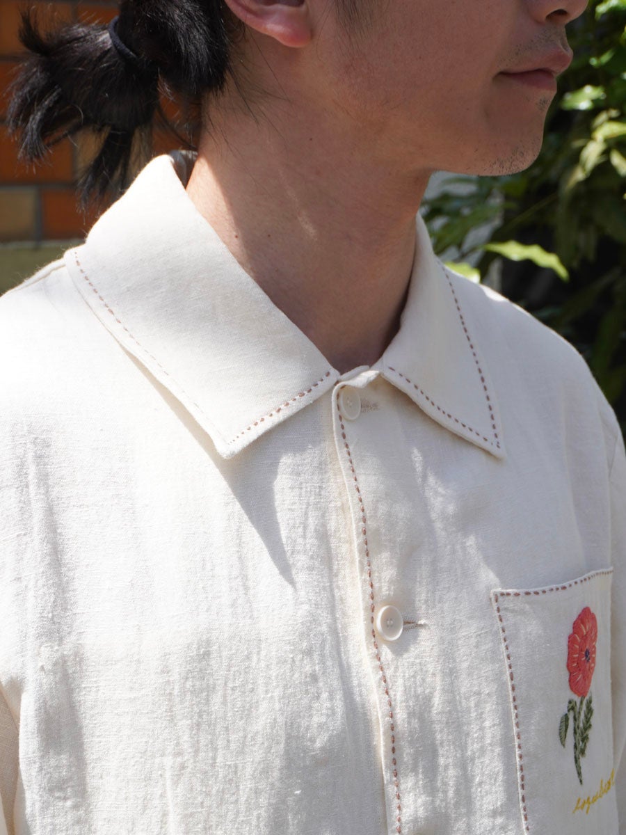 hand embroidered & TRIM linen jacket[IVORY] | 1LDK (ワンエルディー