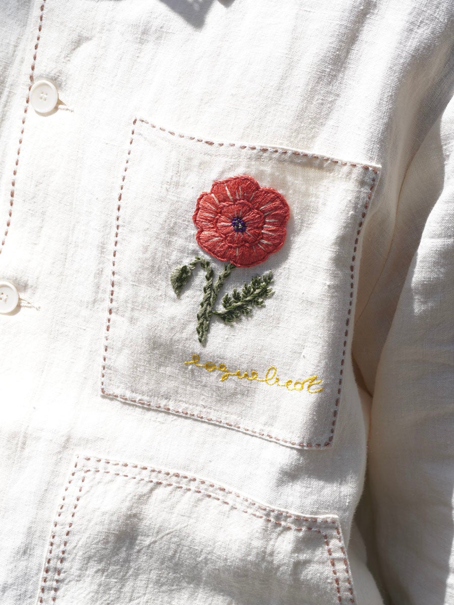 hand embroidered & TRIM linen jacket[IVORY] | 1LDK (ワンエルディー